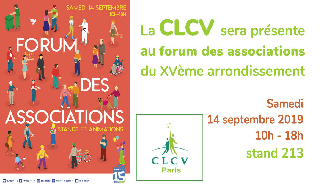 La CLCV sera présente au forum des associations du XVème arrondissement