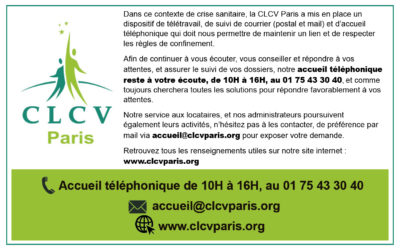 Crise sanitaire – La CLCV Paris continue à vous écouter, vous conseiller et répondre à vos attentes